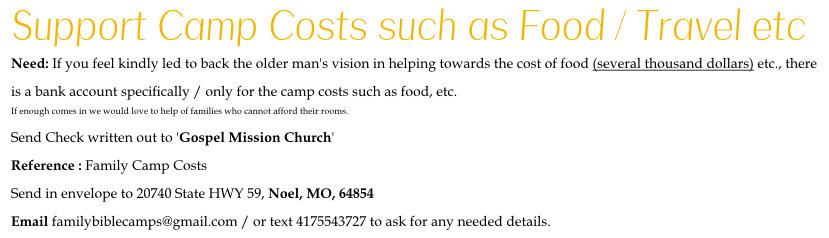Support Christian Camp Costs